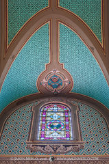 2016061705, Stained glass window and painted ceiling