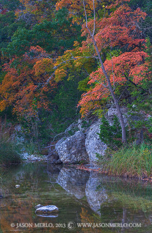 2013111312, Maples and boulders on the Sabinal River