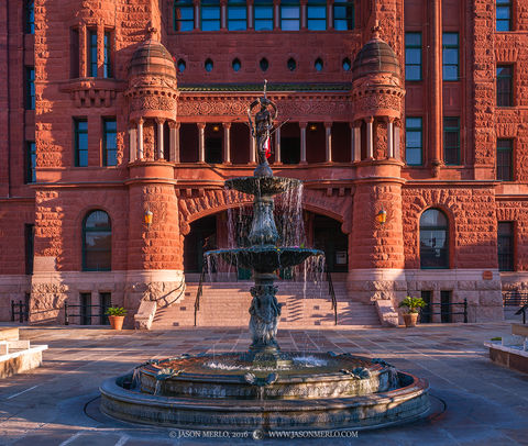 2016061711, Lady Justice Fountain and Bexar County courthouse