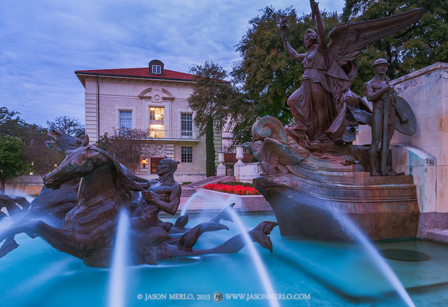 2015030704, Littlefield Fountain and Rainey Hall at dawn