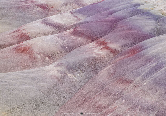 Colorful layers of bentonite clay in the badlands of Big Bend National Park in West Texas.