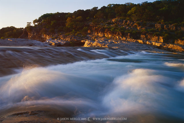 41BLA00126, Sunset light on Pedernales Falls