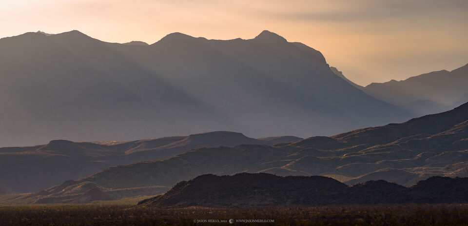 2021030101, Sunlight over the Chisos Mountains