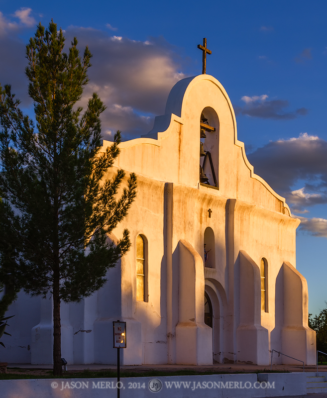 Last light on San Elizario Presidio Chapel in San Elizario (El Paso) in West Texas.