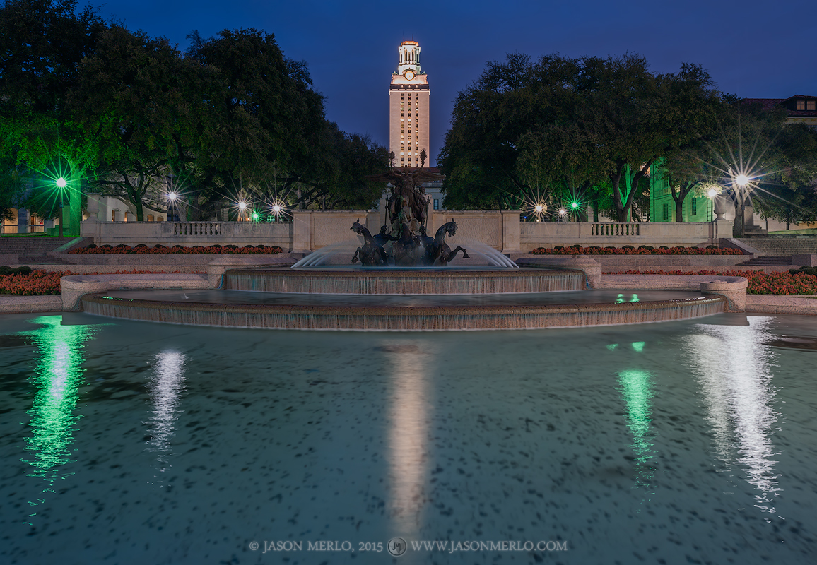 2015030701, The Tower and Littlefield Fountain at dawn The University