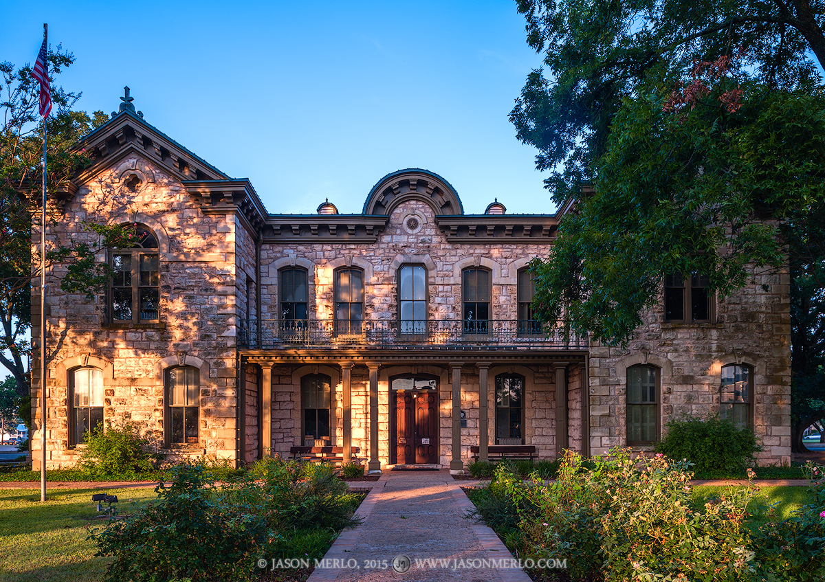 The fourth Gillespie County courthouse (built 1882) in Fredericksburg, Texas.