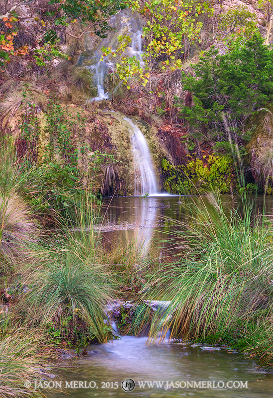 Waterfalls on Spicewood Springs Creek at Colorado Bend State Park in San Saba County in the Texas Hill Country.