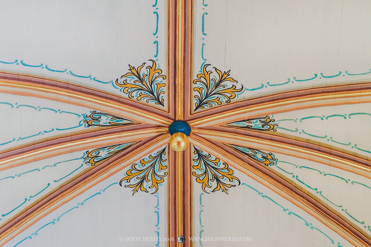 Painted ceiling detail at St. Mary Catholic Church in High Hill, one of the Painted Churches of Texas.