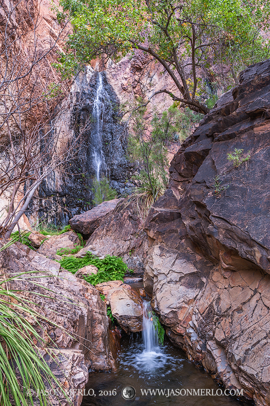 A small waterfall below Cattail Falls in Big Bend National Park in Brewster County in West&nbsp;Texas.