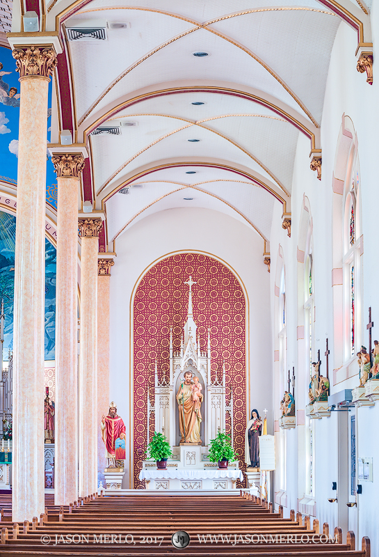 The side altar at Sts. Cyril and Methodius Catholic Church in Shiner, one of the Painted Churches of Texas.