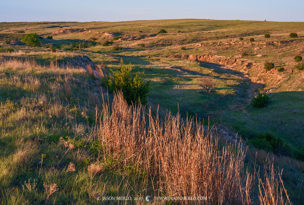 The sun sets over a drainage leading to Mulberry Creek in Armstrong County in the&nbsp;Texas Panhandle Plains.