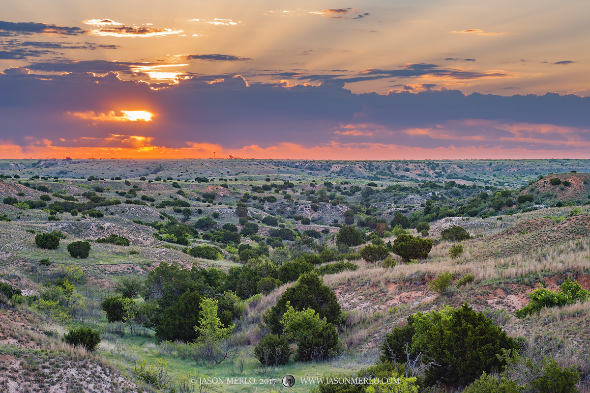 Godrays after sunrise in Armstrong County in the Texas Panhandle Plains.