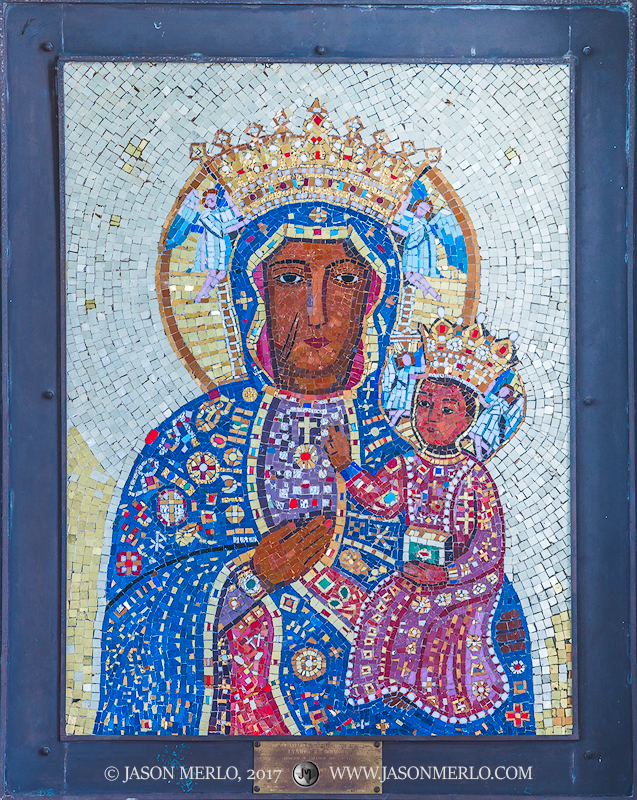 A piece of mosaic art at Immaculate Conception of the Blessed Virgin Mary Catholic Church in Panna Maria, one of the Painted...
