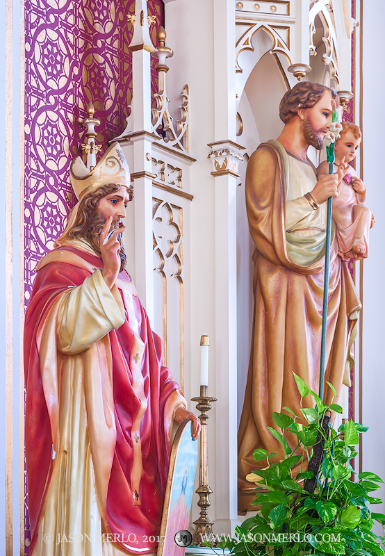 Statues at Sts. Cyril and Methodius Catholic Church in Shiner, one of the Painted Churches of Texas.