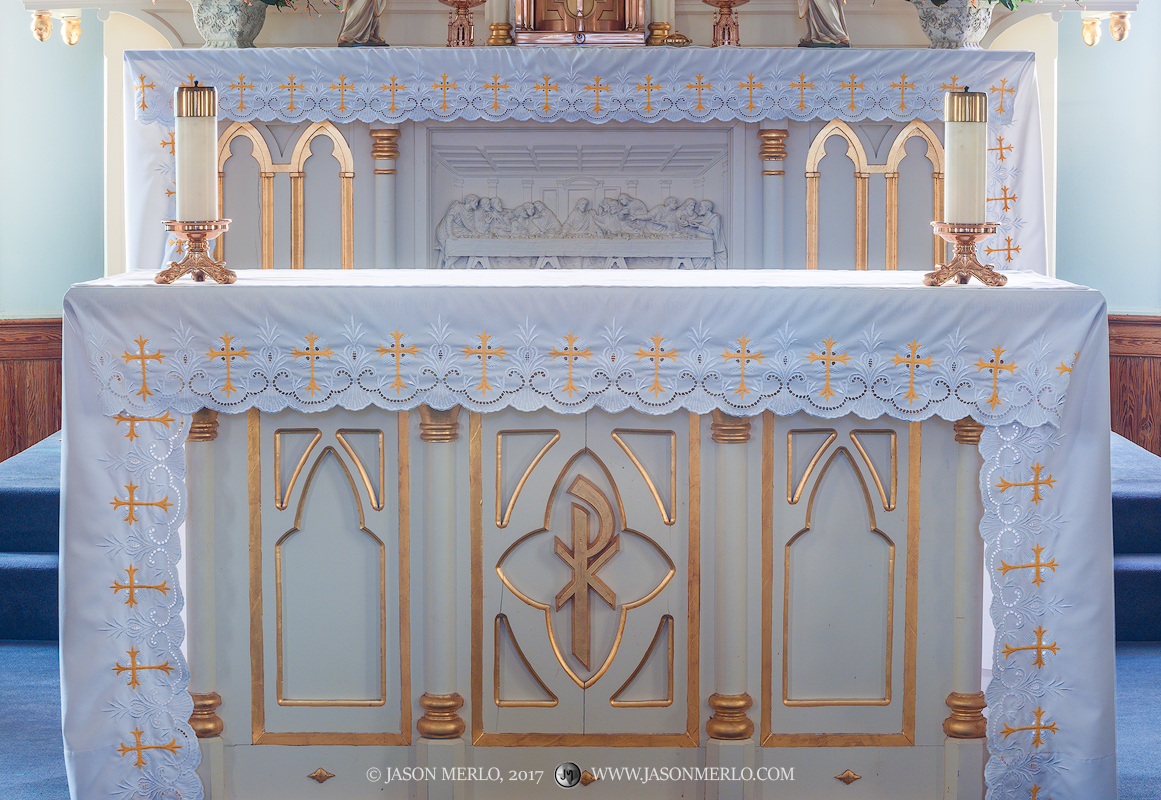 The altar at St. Mary's Catholic Church in Hallettsville, one of the Painted Churches of Texas.
