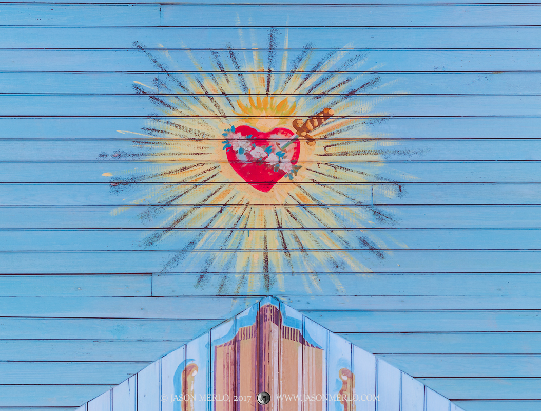 A painted heart at St. Mary's Catholic Church in Praha, one of the Painted Churches of Texas.