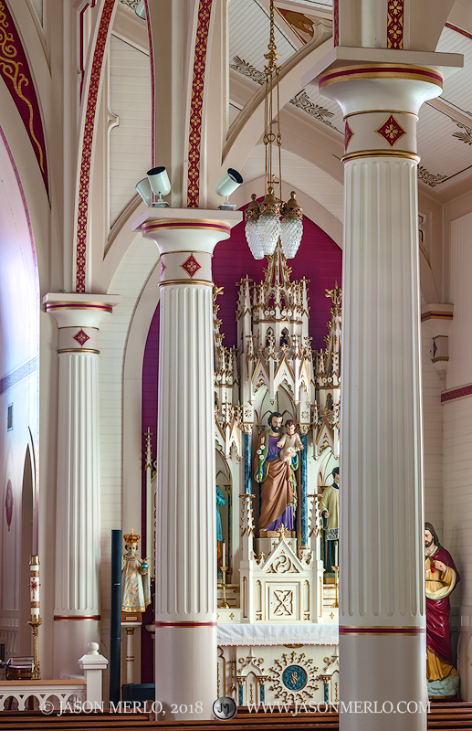 A side altar at Guardian Angel Catholic Church in Wallis, one of the Painted Churches of Texas.