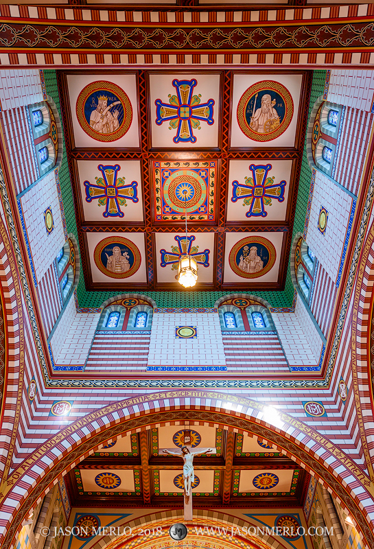 Ceiling and apse detail at St. Peter's Catholic Church in Lindsay, one of the Painted Churches of Texas.