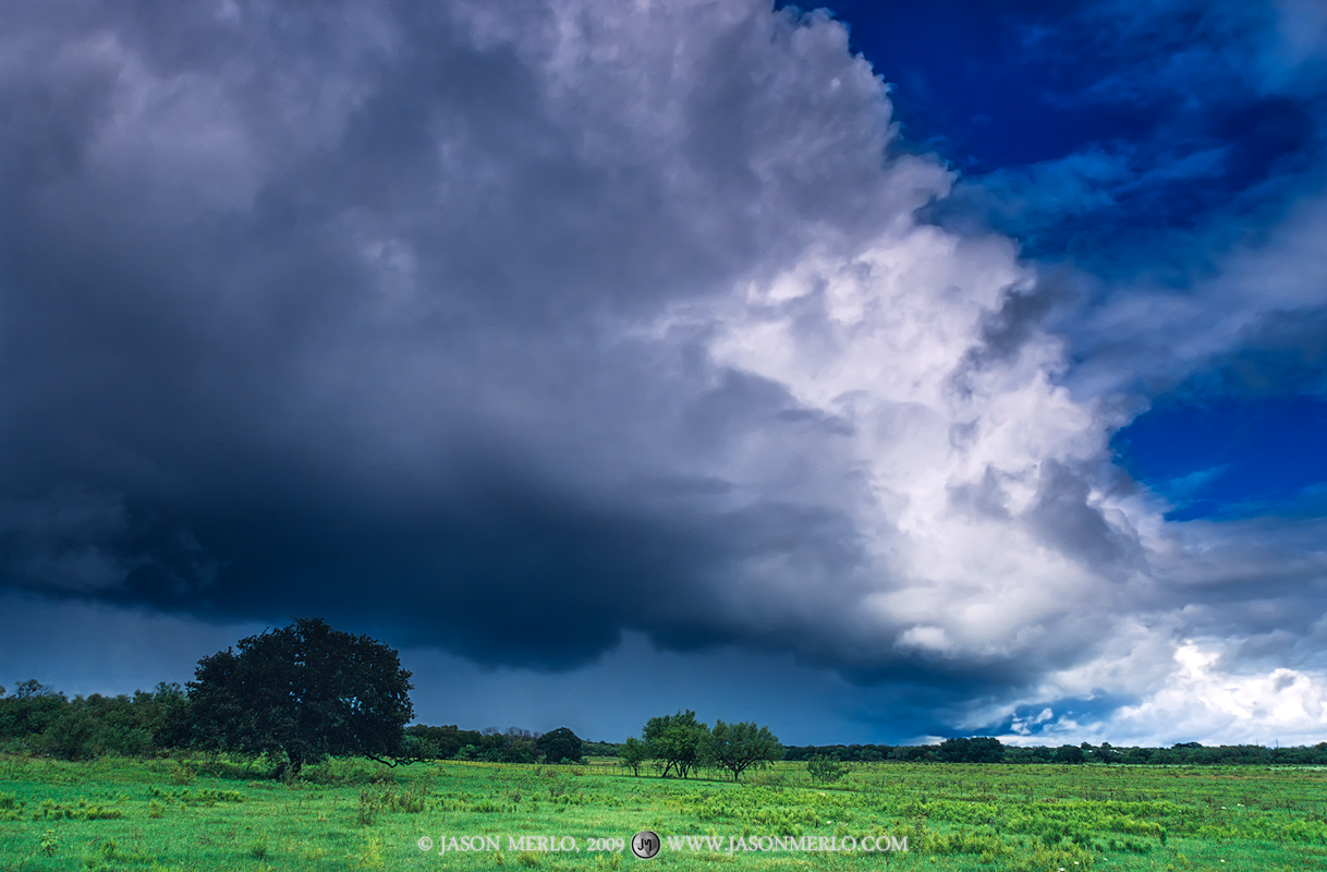 A stormfront moving in in San Saba County in the Texas Cross Timbers.