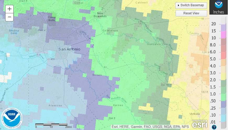 January 2022 observed rainfall for South Texas